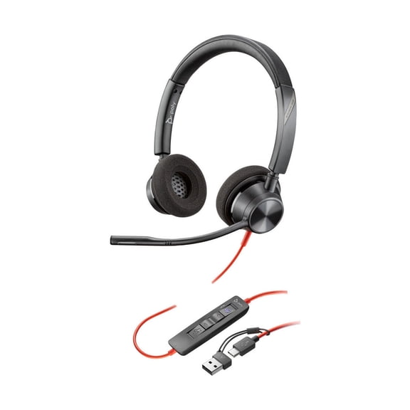 HP Poly Blackwire 3320 USB-C Wired Stereo Headset, Black
