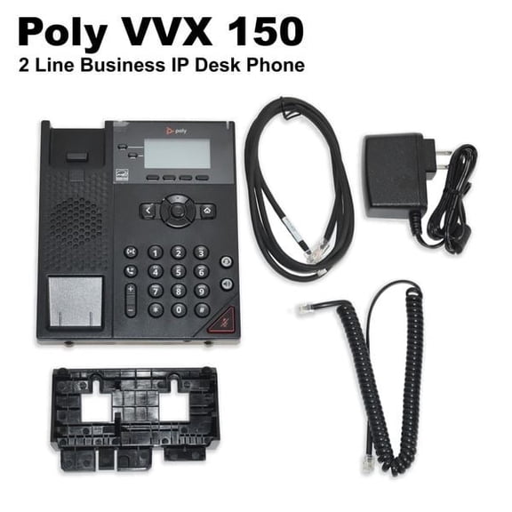 HP Poly VVX 150 2-Line Business IP Desk Phone with AC Power Adapter - 911M9AA#ABA