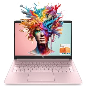 HP Portable Laptop (Include 1 Year Microsoft 365), 14 HD Display, 16GB RAM, 64GB eMMC, Intel Quad-Core N4120, Student and Business, Webcam, HDMI, Wi-Fi, RJ-45, Windows 11 Home, Pink