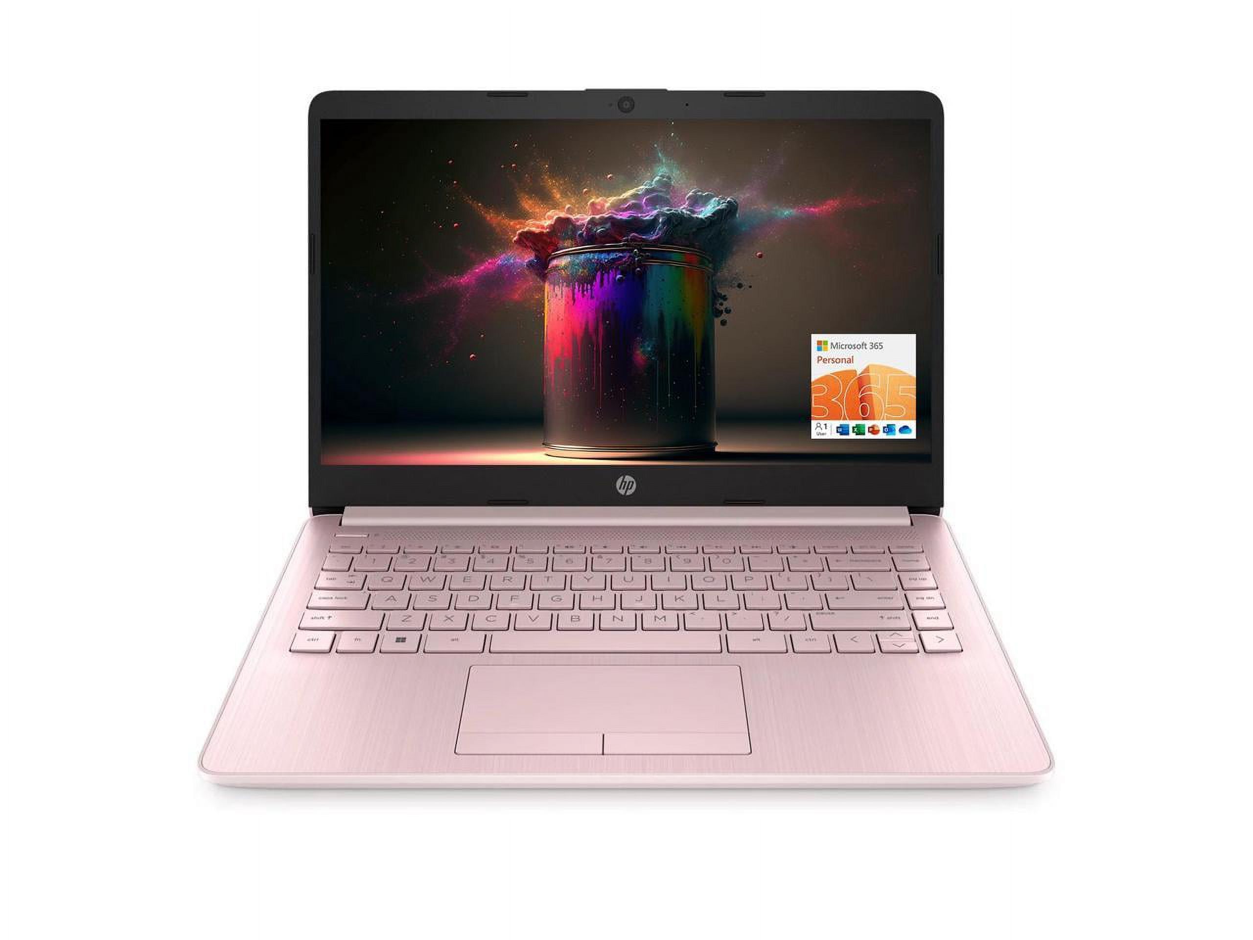 HP Portable Laptop, Student and Business, 14" HD Display, Intel Celeron N4120, 8GB RAM, 64GB eMMC, 1 Year Office 365, Webcam, HDMI, Wi-Fi, RJ-45, Windows 11 Home, Pink