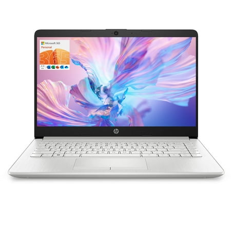 HP 14 Laptop, Intel Celeron N4120, 16 GB RAM, 64GB eMMC Storage, 14-inch Micro-Edge HD Display, Windows 11 Home S, Thin & Portable, One Year of Microsoft 365