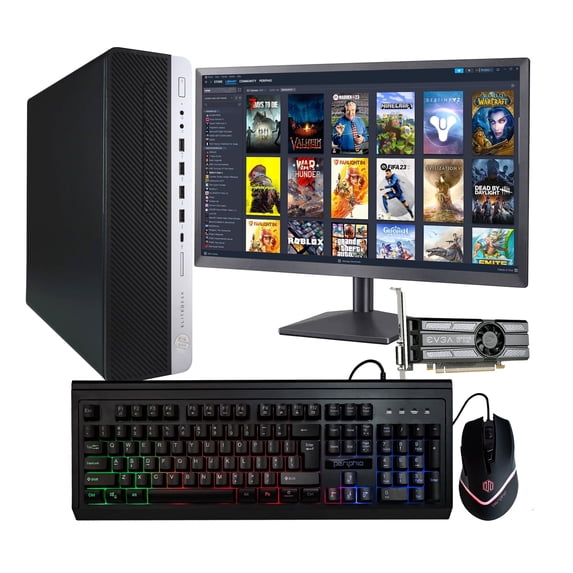 HP Prebuilt Gaming Desktop Computer | Intel i5 + GeForce GT 1030 2GB GPU | 1080p Gaming PC | 16GB DDR4 RAM | 1TB SSD | Internal Wi-Fi 6 PCIe Adapter | Windows 11 Pro | 22in LCD Monitor