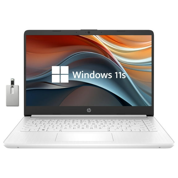 HP Premium 14" Stream HD Laptop, Intel Celeron N4120, 8GB RAM, 64GB eMMC, Webcam, UHD Graphics, WiFi, HDMI, 1 Year Office 365, Win 11s, White, 32GB Hotface USB Card