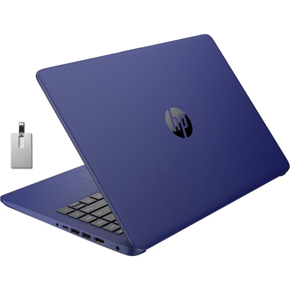 HP Premium 14" Stream HD Laptop, Intel Celeron N4120 Processor, 4GB RAM, 64GB eMMC, Webcam, Intel UHD Graphics, 1 Year Office, Bluetooth, WiFi, HDMI, Windows 11 S, 32GB Hotface USB Card