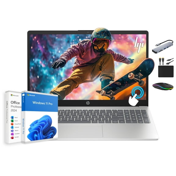 HP Premium 15.6" HD Touchscreen Business Laptop, 16GB RAM, 1.5TB Storage (1TB SSD+500GB Ext), 6-Core Intel i3 Processor (Upto 4.4GHz), Long Battery, MarxsolAccessory, Lifetime Office 2024, Win 11 Pro
