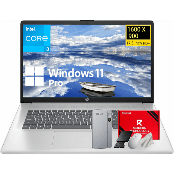 HP Premium 17.3" HD+ Laptop, Intel 8-Cores i3-N305, 16GB RAM|512GB SSD, Webcam, HDMI, Wi-Fi 6, Win 11 Pro, Silver
