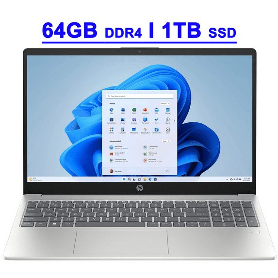 HP Premium Business Laptop 15.6" FHD Anti-Glare Intel Octa-core i3-N305 64GB DDR4 1TB SSD Fingerprint USB-C Fast Charging Long Battery Life Win11