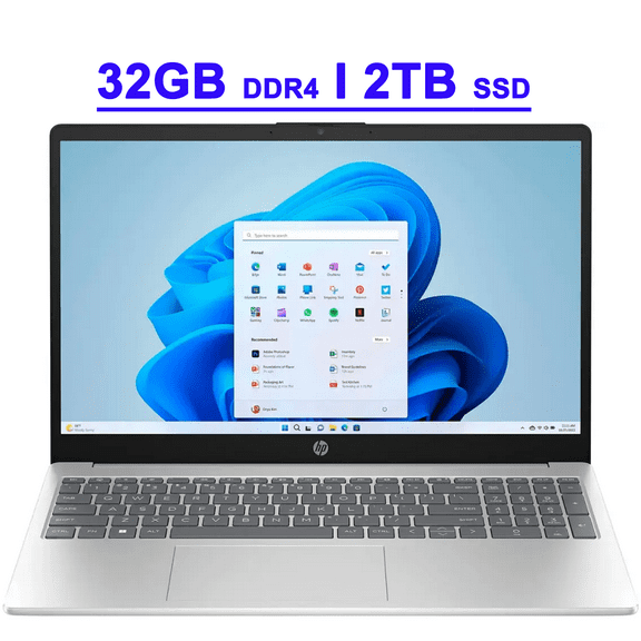 HP Premium Business Laptop 15.6" HD BrightView Touchscreen Intel 6-core i3-1215U 32GB DDR4 2TB SSD USB-C Privacy Camera Fast Charging Long-Lasting Battery Win11