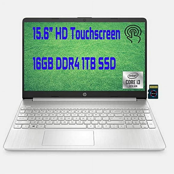 HP Premium Business Laptop I 15.6" Diagonal HD Touchscreen I 10th Gen Intel Core i3-1005G1 (>i5-7200U) I 16GB DDR4 1TB SSD I Intel UHD Graphics HDMI USB-C Wifi5 Win10 + 32GB MicroSD Card