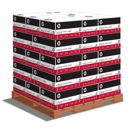 HP Premium Choice LaserJet 8.5" x 11" 32lb 98 Bright (113100PLT) 3000 Sheets per Carton-40 Cartons per Pallet-120,000 Sheets Total. Made in USA