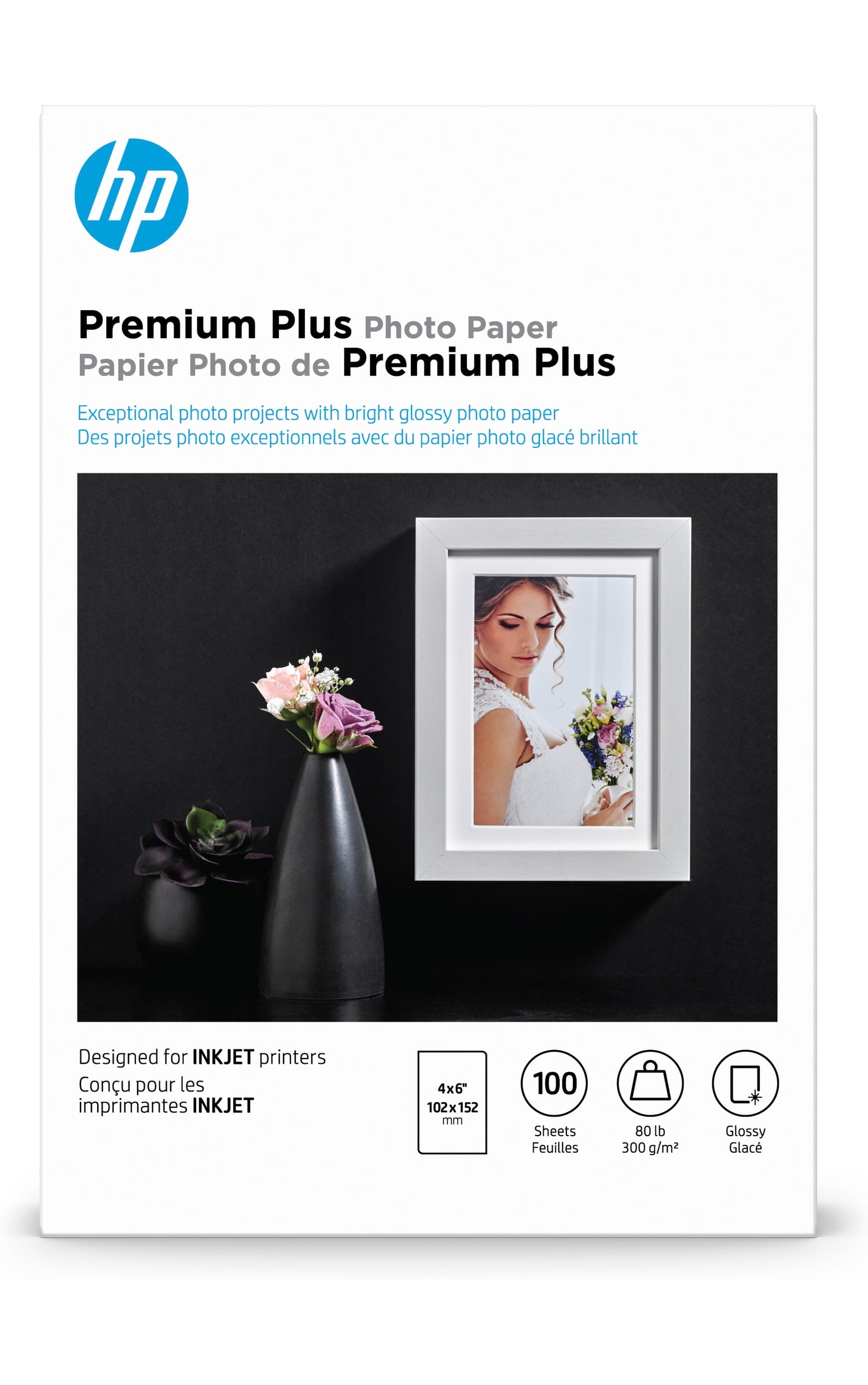 HP Premium Plus Glossy Photo Paper 100 Sheets 4 x 6 in CR668A
