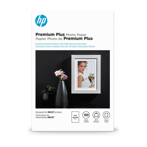 HP Premium Plus Glossy Photo Paper | 100 Sheets | 4 x 6 in | CR668A