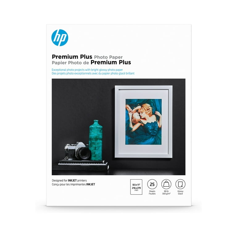 HP Premium Plus Glossy Photo Paper | 25 Sheets | Letter | 8.5 x 11