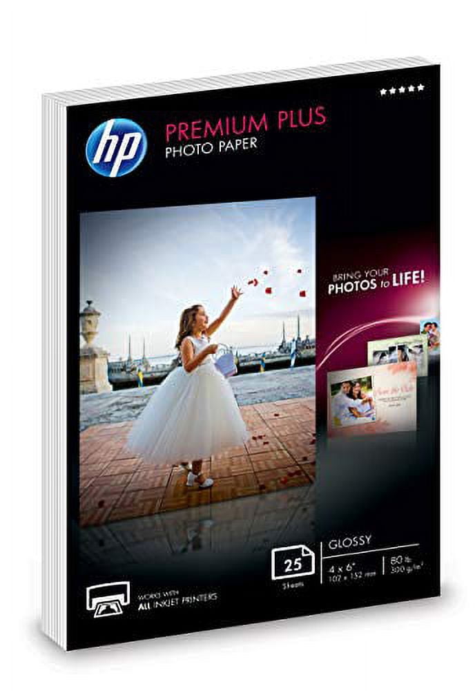 HP Premium Plus Photo Paper Glossy 4x6 25 Sheets (4WN03A
