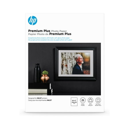 HP - Premium Plus Soft Glossy 8.5" x 11" Inkjet Photo Paper - 25 Count - White