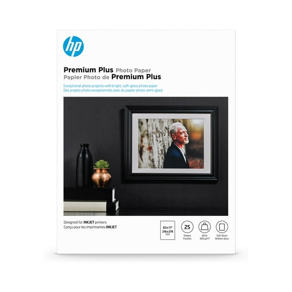 HP Premium Plus Soft-gloss Photo Paper-25 Sheets | Letter | 8.5 x 11 in | CR671A