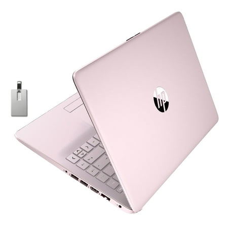 HP Premium Stream 14" HD BrightView Laptop, Intel Celeron N4120, 4GB RAM, 64GB eMMC, Intel UHD Graphics, 1 Year Office 365, 720p Camera, WiFi, HDMI, Win 11s, Pink, 32GB Hotface USB Card