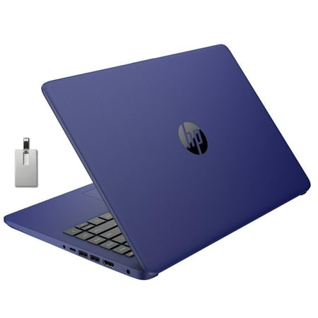 HP Premium Stream 14" HD BrightView Laptop, Intel Celeron N4120, 4GB RAM, 64GB eMMC, Intel UHD Graphics, 1 Year Office 365, 720p Webcam, WiFi, HDMI, Win 11s, Blue, 32GB Hotface USB Card