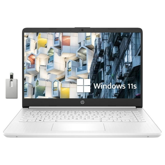 HP Premium Stream 14" HD BrightView Laptop, Intel Celeron N4120, 8GB RAM, 64GB eMMC, Intel UHD Graphics, Bluetooth, Webcam, 1 Year Office 365, WiFi, HDMI, Win 11s, White, 32GB Hotface USB Card