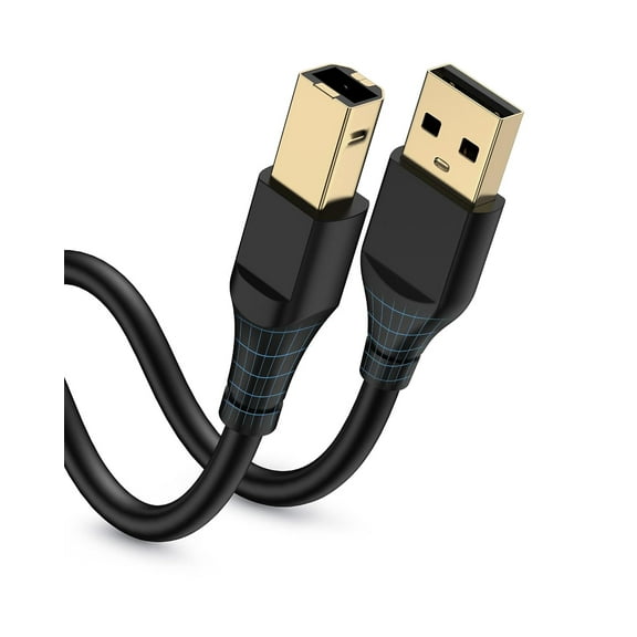 HP Printer Cable 6ft, Square USB A to USB B Cable for Printer/Scanner , HP, , Brother, Ethernet Print Smoothly Connect to Computer/Laptop/Pc - USB 2.0 Type B Impresora Midi Long Cord, 6 Foot