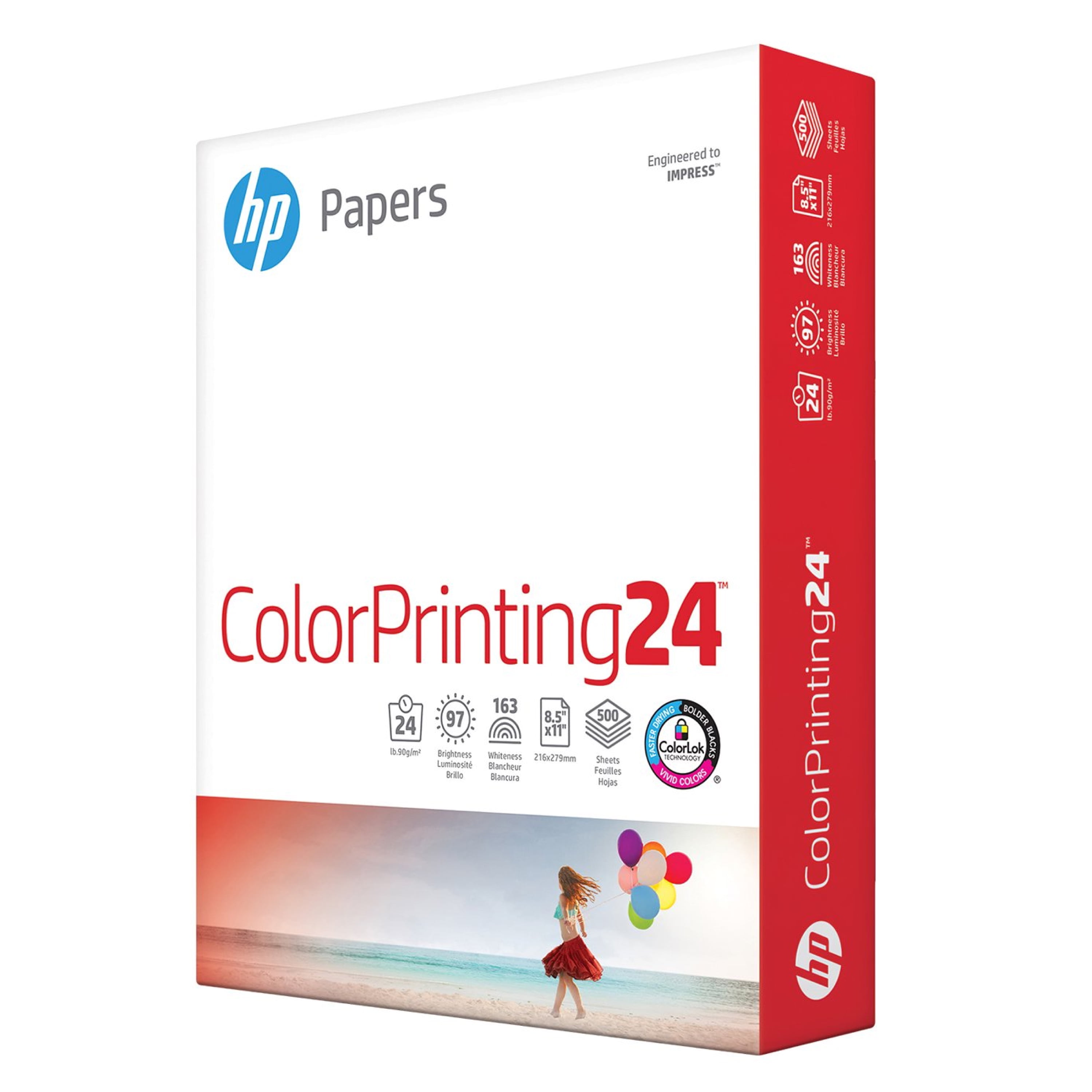 HP Printer Paper, Color Printing 24lb, 8.5x11, 1 Ream, 500 Sheets