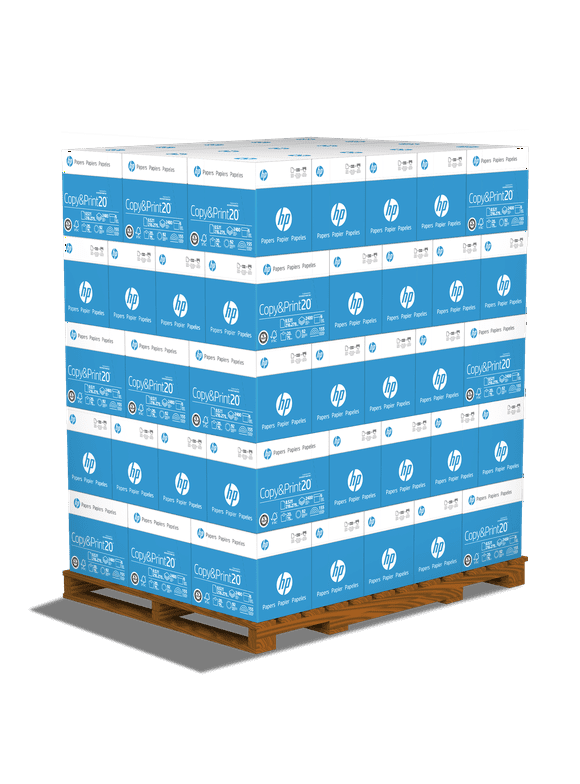 HP Printer Paper - Copy and Print, 20 lb., 8.5" x 11", 1 Pallet, 80 Cases (192,000 Sheets), White