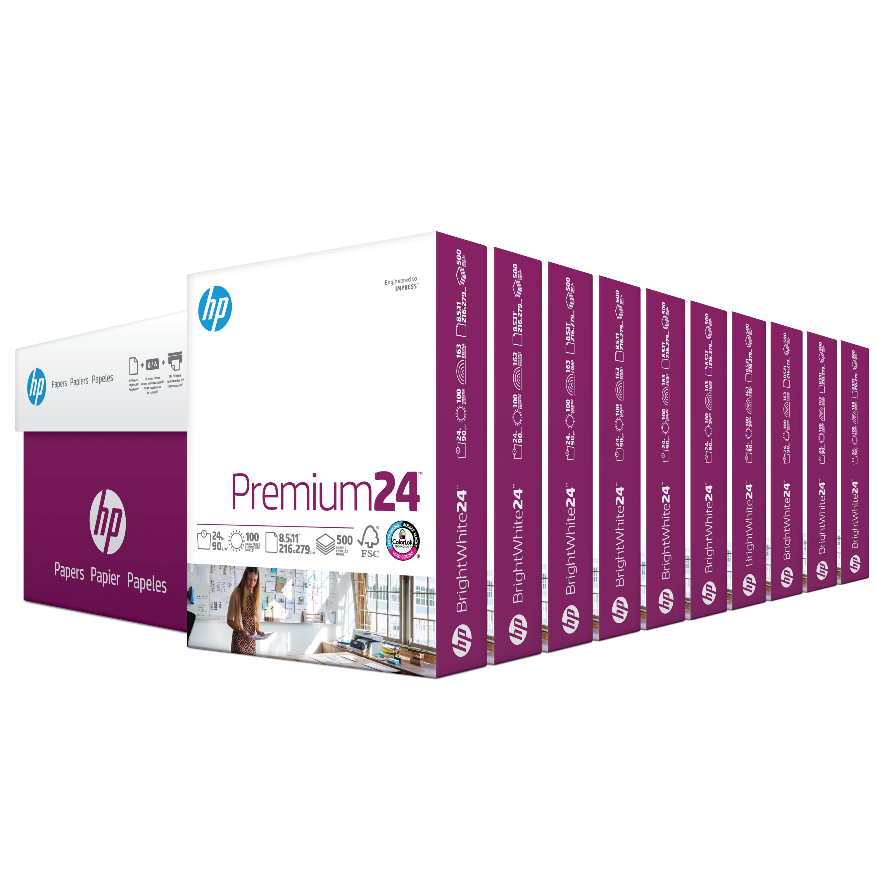 HP Printer Paper, Premium 24lb, 8.5x11, 10 Ream, 5000 Sheets