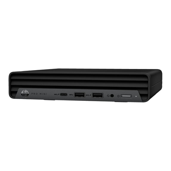 HP Pro 400 G9 - Mini Core i5 12500T / up to 4.4 GHz - RAM 16 GB - SSD 256 GB - NVMe, TLC - UHD Graphics 770 - Gigabit Ethernet, Bluetooth 5.2, IEEE 802.11ax (Wi-Fi 6E) - Win 11 Pro - monitor: none - keyboard: US - Smart Buy - with HP Wolf Pro Security Edition (1 year)