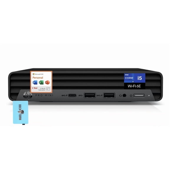 HP Pro Mini 400 Business Mini Desktop (Intel i5-14500T, Intel UHD 770 shared, 32GB DDR4, 8TB PCIe SSD, Win 11 Pro) w/Microsoft 365 Personal , DKZ USB Port Expander