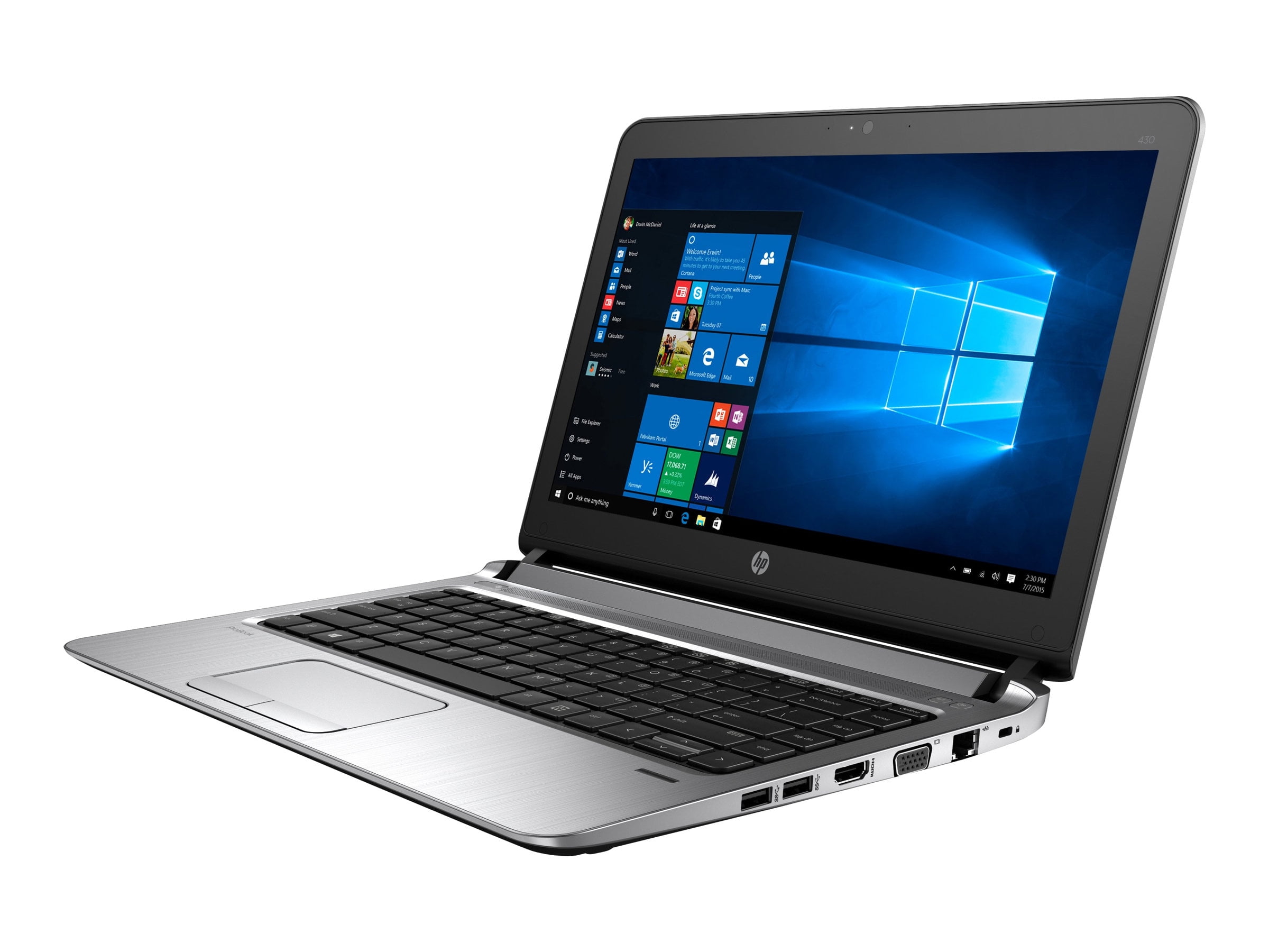 HP ProBook 430 G3 Notebook - Intel Core i3 6100U / 2.3 GHz - Win 10 Home  64-bit - HD Graphics 520 - 4 GB RAM - 500 GB Hybrid Drive - 13.3