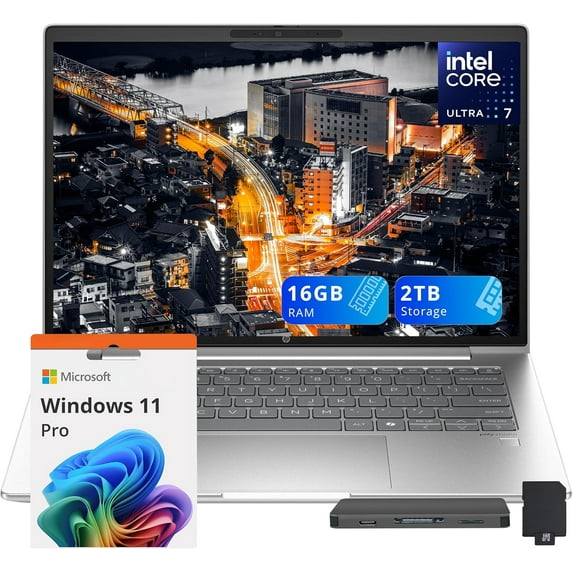 HP ProBook 440 G11 14" IPS WUXGA Laptop, Intel Ultra 7 155U, 16GB DDR5 RAM, 2TB Storage (1TB SSD+1TB Docking Station Set), Backlit Keyboard, Fingerprint Reader, Wi-Fi 6E, Windows 11 Pro, Silver