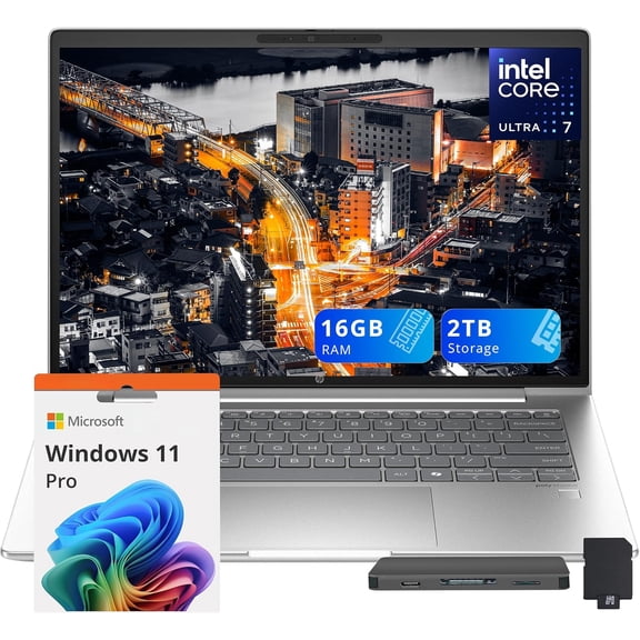 HP ProBook 440 G11 14" IPS WUXGA Laptop, Intel Ultra 7 155U, 16GB DDR5 RAM, 2TB Storage (1TB SSD+1TB Docking Station Set), Backlit Keyboard, Fingerprint Reader, Wi-Fi 6E, Windows 11 Pro, Silver