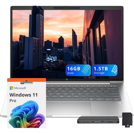 HP ProBook 440 G11 Business Laptop, 14" WUXGA IPS Display, Intel Ultra 7 155U, 16GB DDR5, 1.5TB Storage (512GB SSD+1TB Docking Station Set), Backlit Kb, Fingerprint, Wi-Fi 6E, Win 11 Pro, Silver