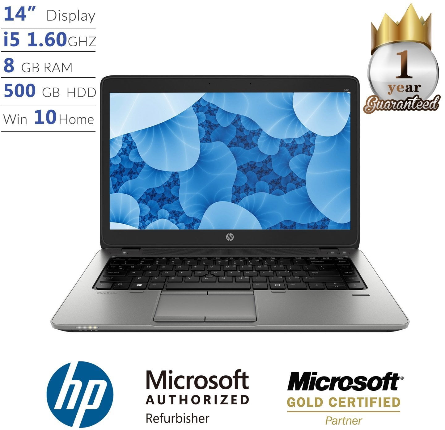 HP ProBook 840 G1, Intel Core i5, 8GB, 500GB HD, 14” Full HD, Win 10 Laptop  (Used)