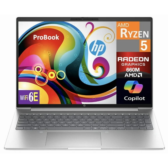 HP ProBook Business Laptop 16.0in WUXGA Display (AMD Ryzen 5 7535U, 16GB DDR5, 256GB PCIe SSD, AMD Radeon 660M, WiFi 6E, Webcam, Bluetooth 5.3, Win 11 Pro)