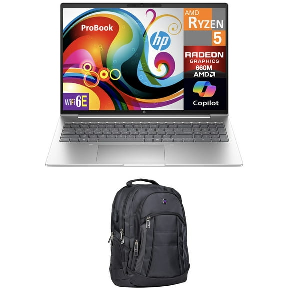 HP ProBook Business Laptop 16.0in WUXGA Display (AMD Ryzen 5 7535U, 8GB DDR5, 1TB PCIe SSD, AMD Radeon 660M, WiFi 6E, Webcam, Bluetooth 5.3, Win 11 Pro) w/Premium Backpack