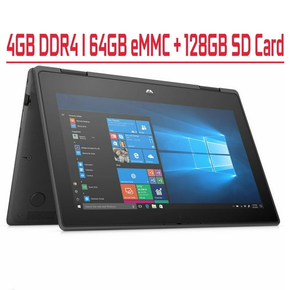 HP ProBook x360 11 G5 EE Premium 2 in 1 Laptop Computer 11.6” HD Touchscreen Display Intel Celeron N4020 Processor 4GB DDR4 64GB eMMC + 128GB SD Card USB-C HDMI Wifi5 Bluetooth Webcam Win10 Pro