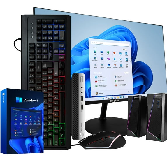HP ProDesk 400G4 - Windows 11 Mini Desktop Computer PC | Intel Core i5-8500T Six Core (4.3GHz Turbo) | 16GB DDR4 RAM | 500GB SSD + 1TB HDD | WiFi + Bluetooth | Peripheral Computer Package (Used)