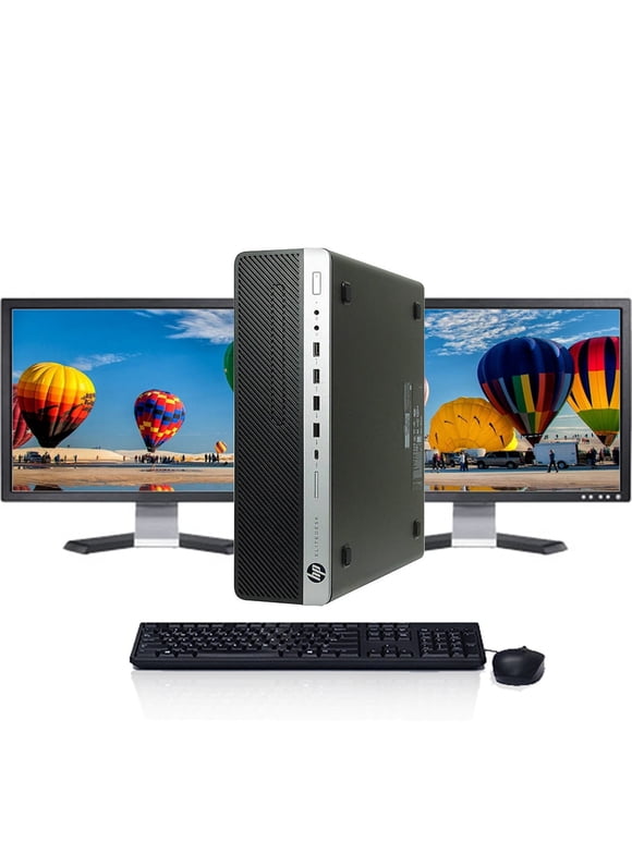 HP ProDesk 600 G3 Desktop Intel Core i5-6500 3.20GHz 8GB RAM 256GB SSD Keyboard and Mouse Wi-Fi Dual 19" LCD Monitors Windows 10 Pro PC