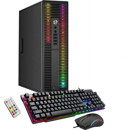 HP ProDesk Desktop RGB Lights Computer Intel Core i5 6500 3.2 GHz 8GB RAM 256GB SSD Win 10 Pro Gaming PC Keyboard & Mouse