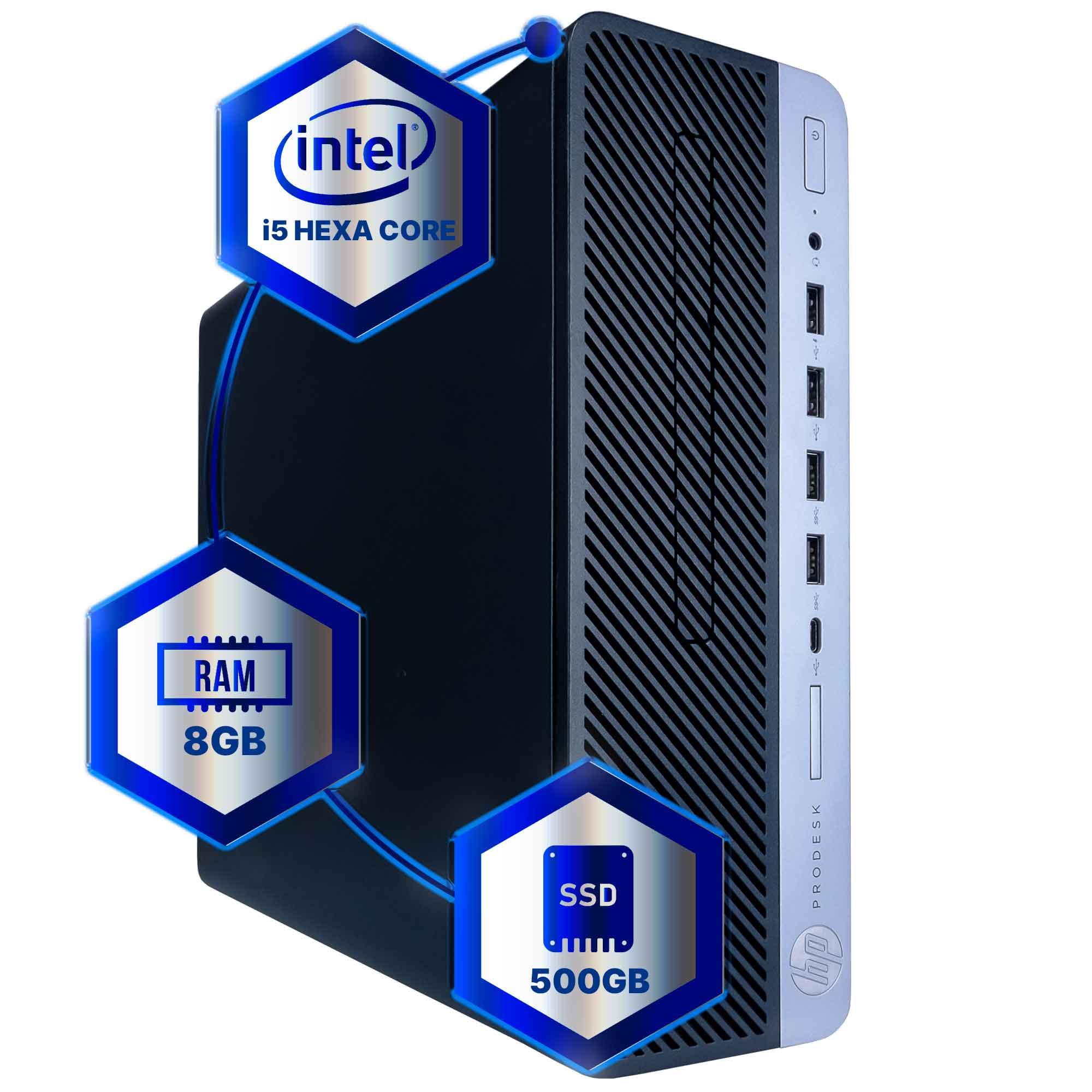 Restored HP ProDesk 600G4 Desktop Computer Hexa Core Intel i5 (3.2) 16GB DDR4 RAM 250GB SSD Solid State Windows 11 Professional Home or Office PC (Refurbished)