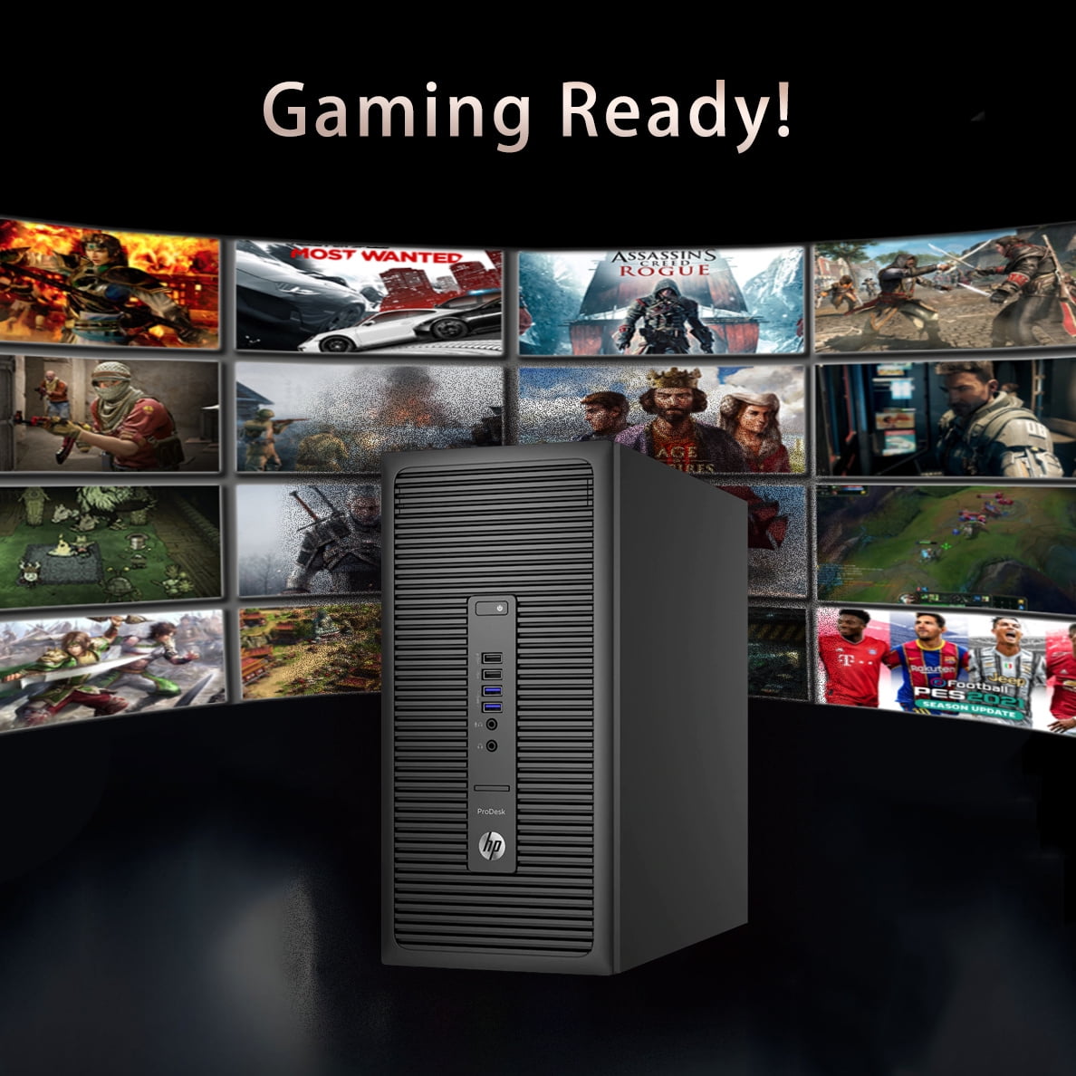 Pre-Owned HP ProDesk Tower Gaming Desktop PC, Intel Quad Core I5-6500 up to 3.6GHz, 32G DDR4 RAM, 128G SSD+1T, DVD, GPU RX550 4G GDDR5, 4K Support, DP, HDMI, DVI, BT, WIFI, W10P64(EN/ES/FR) Used Grade A
