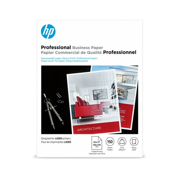 HP Professional Business Paper, Glossy, 52 lb, 8.5 x 11 in. (216 x 279 mm), 150 sheets 4WN10A