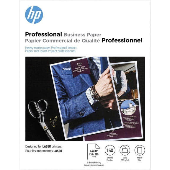 HP Professional Business Paper 52lb Weight 8.5x11 Matte White 150/Pack 4WN05A