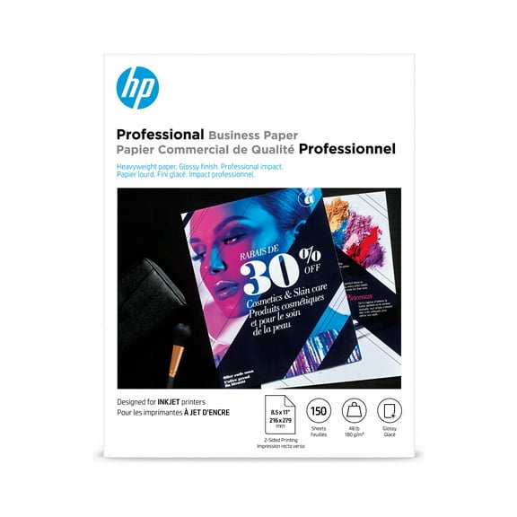 HP Professional Multi-use Glossy FSC Paper 180 gsm-150 sht/Letter/8.5 x 11 in