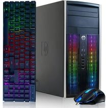 HP RGB Gaming PC Desktop Computer - Intel Quad I7 up to 3.8GHz, 16GB Memory, 128G SSD + 2TB, Radeon RX 580 8G, RGB Keyboard & Mouse, DVD, WiFi & Bluetooth, Win 10 Pro Pre-Owned(Like New)