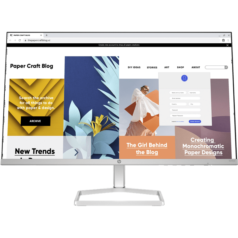 HP Series 5 23.8 inch FHD White Monitor - 524sw 23.8" FHD (1920 x