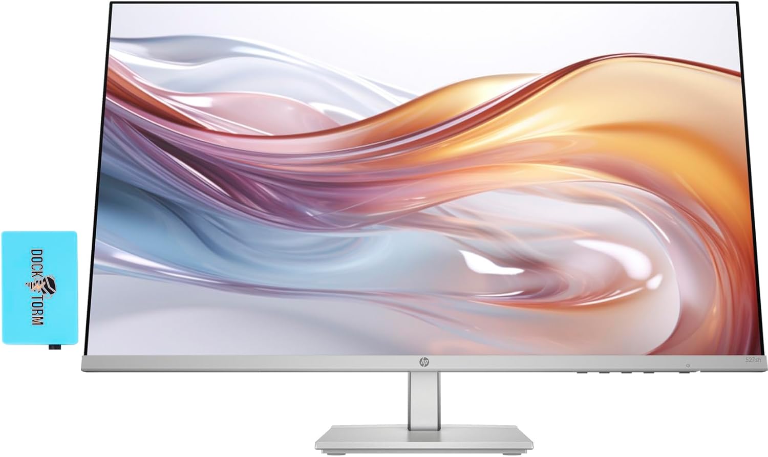 HP Series 5 527sh Height Adjust Monitor 94C50AA#ABA Bundle with Docztorm Dock, 27" FHD IPS (1920x1080) Display, 2X HDMI, 1x VGA, Ideal for Home & Business, Black/Silver (2024 Latest Model)