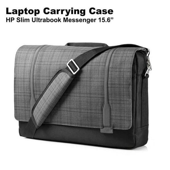 HP Slim Ultrabook Messenger Bag 15.6" Professional Style, Black & Gray - F3W14AA