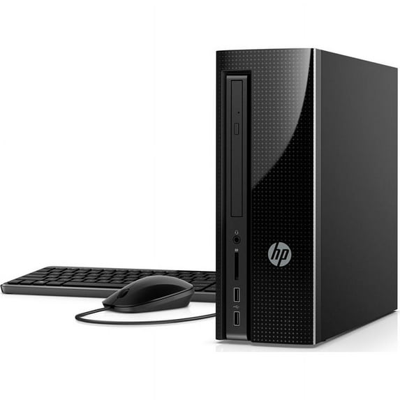 HP Slimline Desktop 270-A011, Windows 10 Home, 7th Generation AMD E2-9000, 4 GB DDR4-2400 SDRAM (1x4 GB)